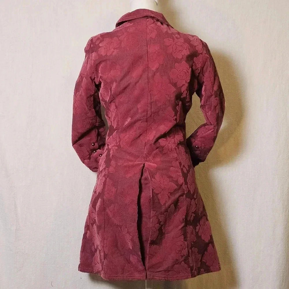 Free People Floral Velvet Peacoat SZ XS Full Zip/ Brass Buttons - Picture 7 of 16
